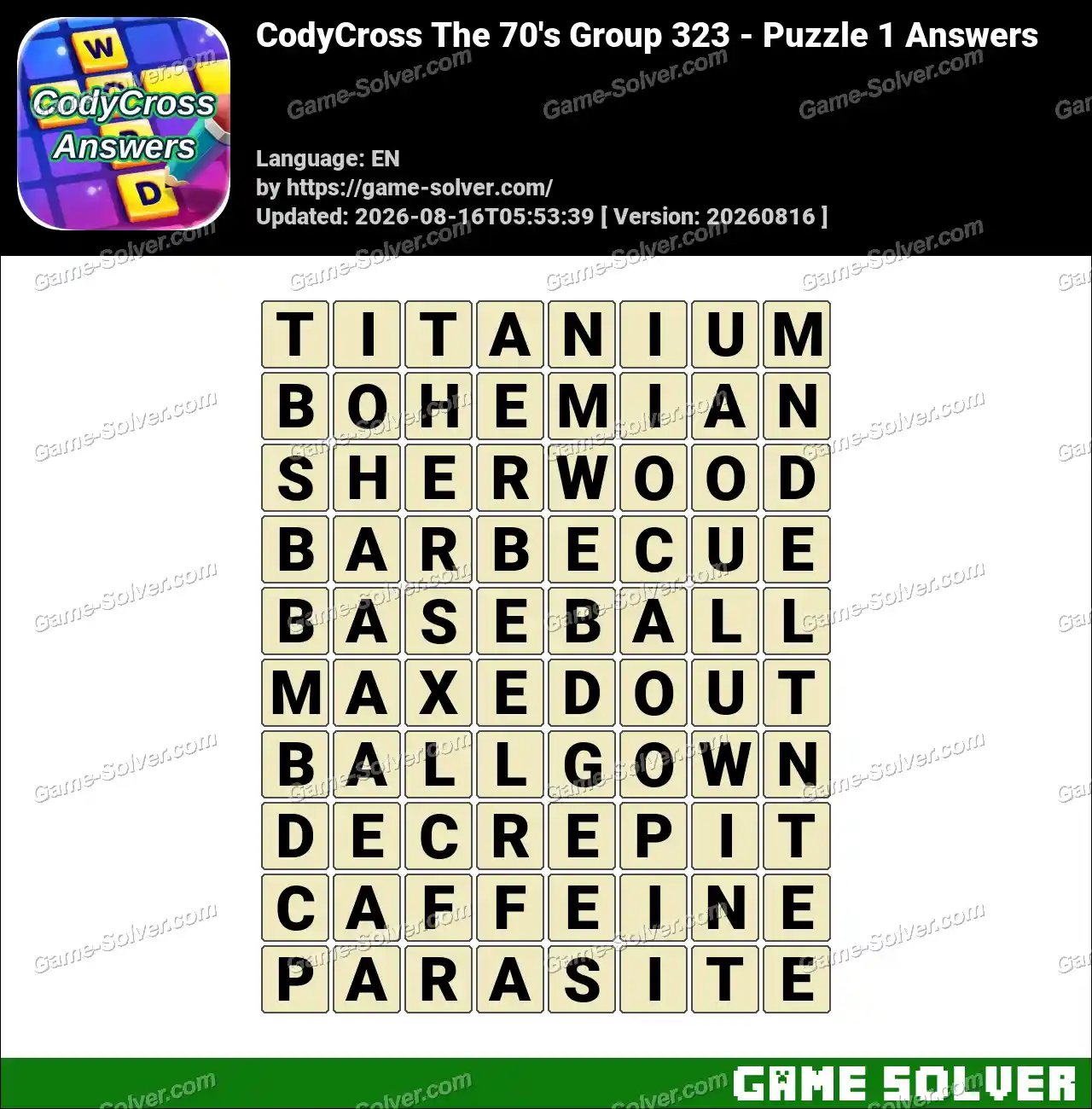 CodyCross The 70’s Group 323 – Puzzle 1 Answers